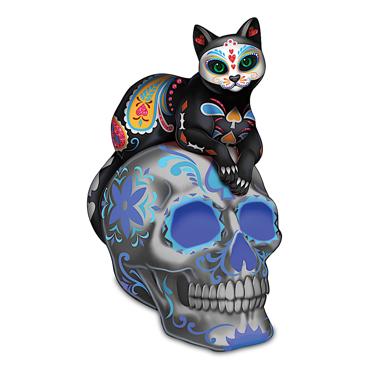 Purrcious Loving Spirit Day Of The Dead Sugar Skull Cat Figurine